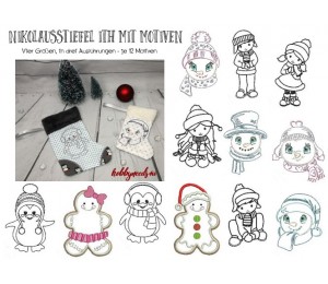 ITH Stickserie - Nikolausstiefel mit Motiven - in 4 Größen